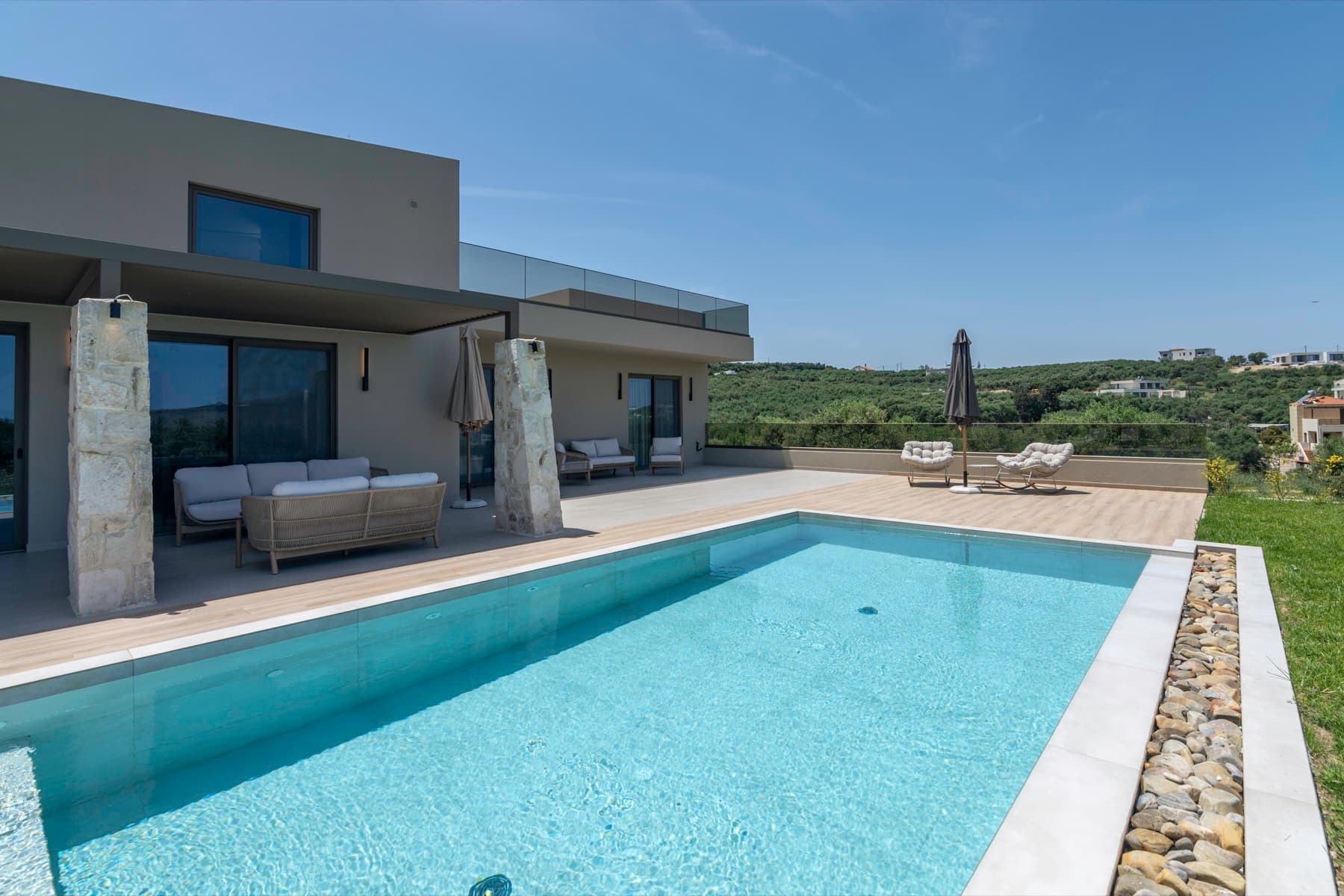 Villa and pool, wide view