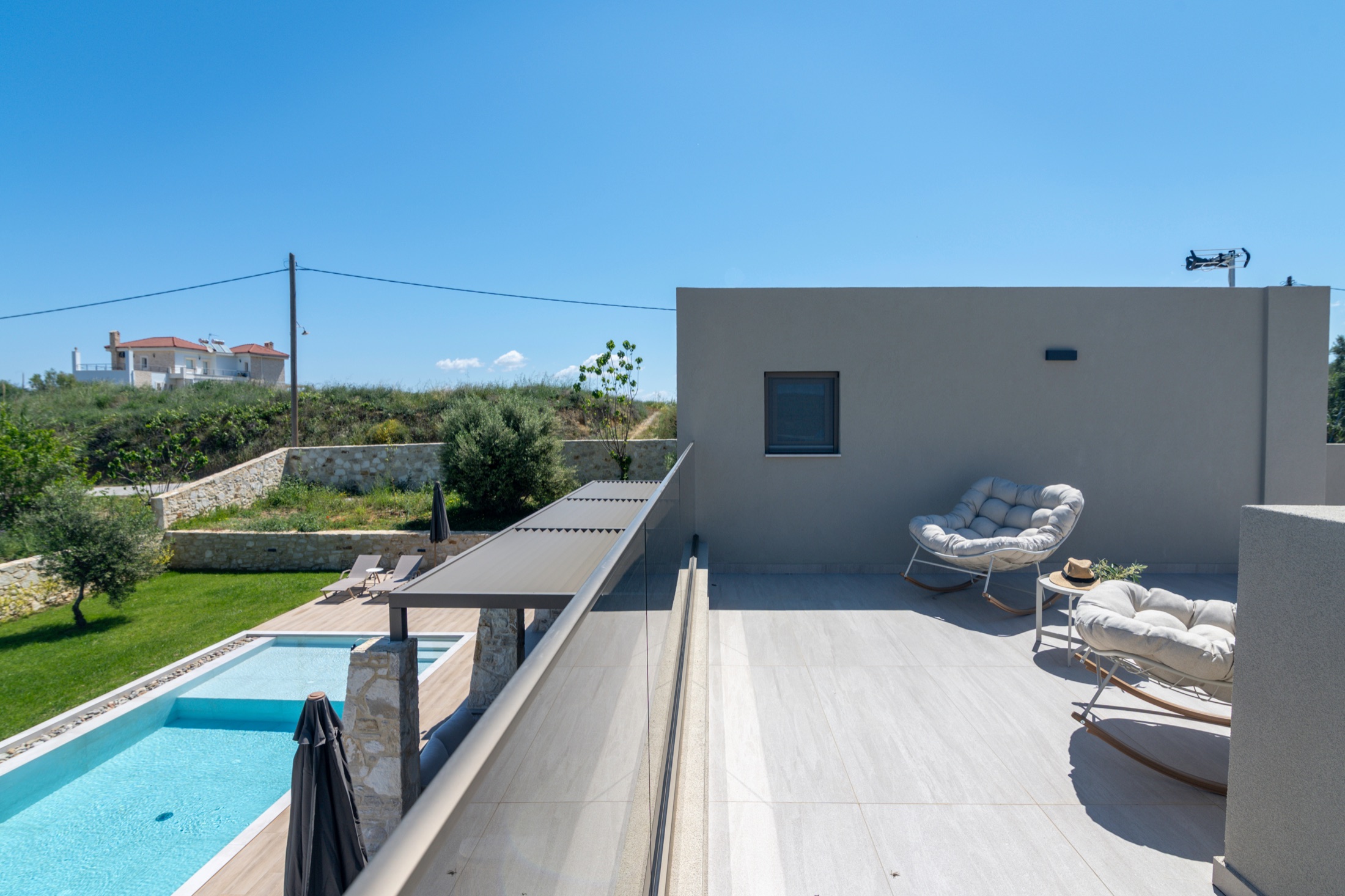 Rooftop terrace with pool view